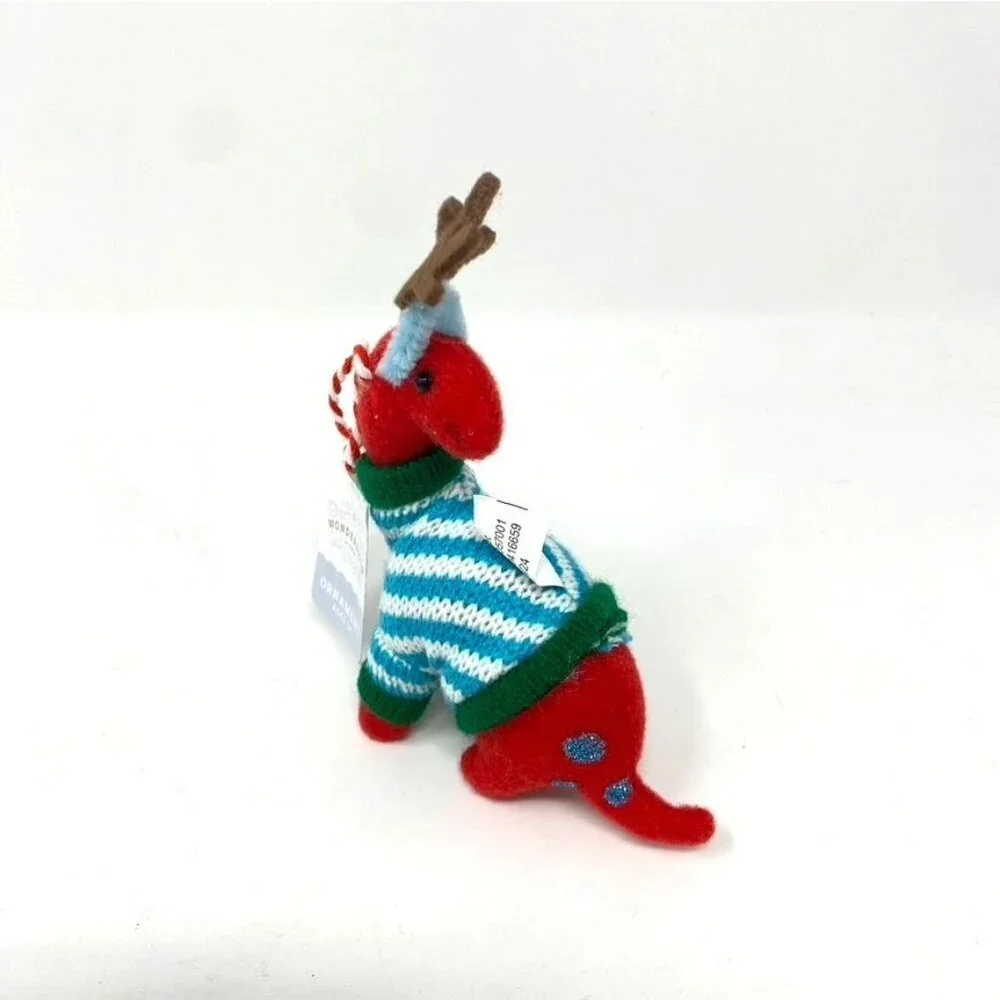 Target Wondershop Christmas Red Plush Dinosaur Ornament Sweater Antlers NWT